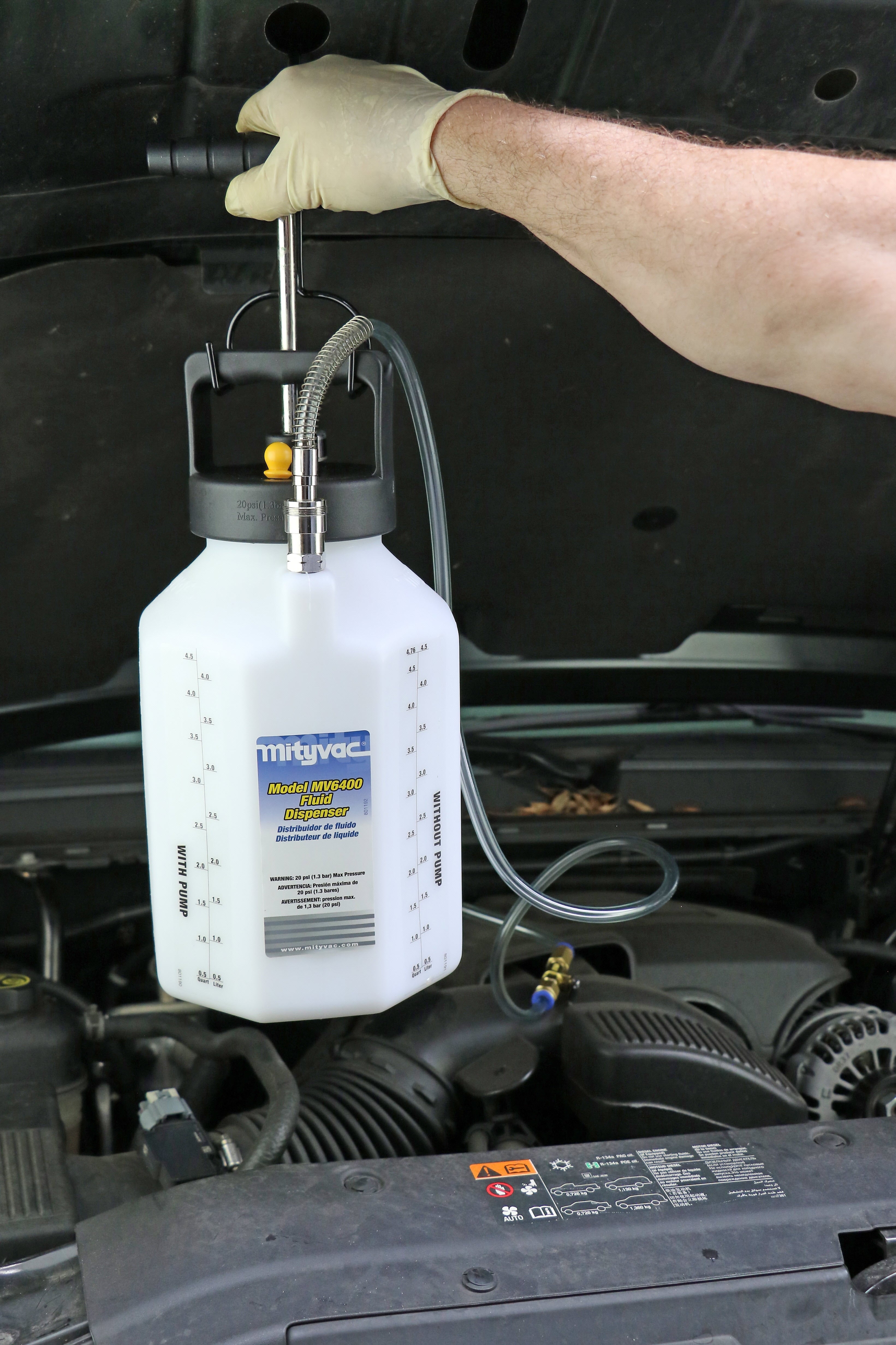 Mityvac MV6400 1 Gallon Manual Pump Fluid Dispensing System with 5' Hose