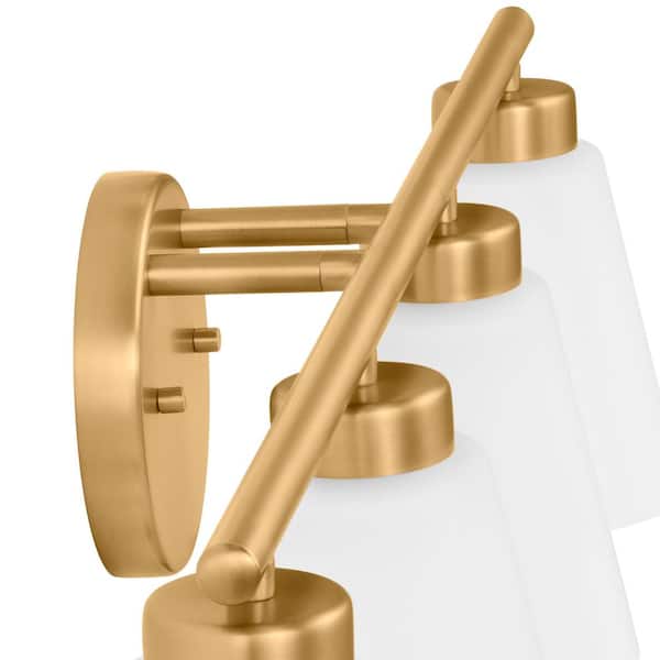 Eastburn 28.13 in. 4-Light Gold Vanity Light with Frosted Glass Shades
