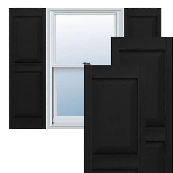 14.75 in. x 59 in. Raised Panel Vinyl Exterior Shutters Pair in Black