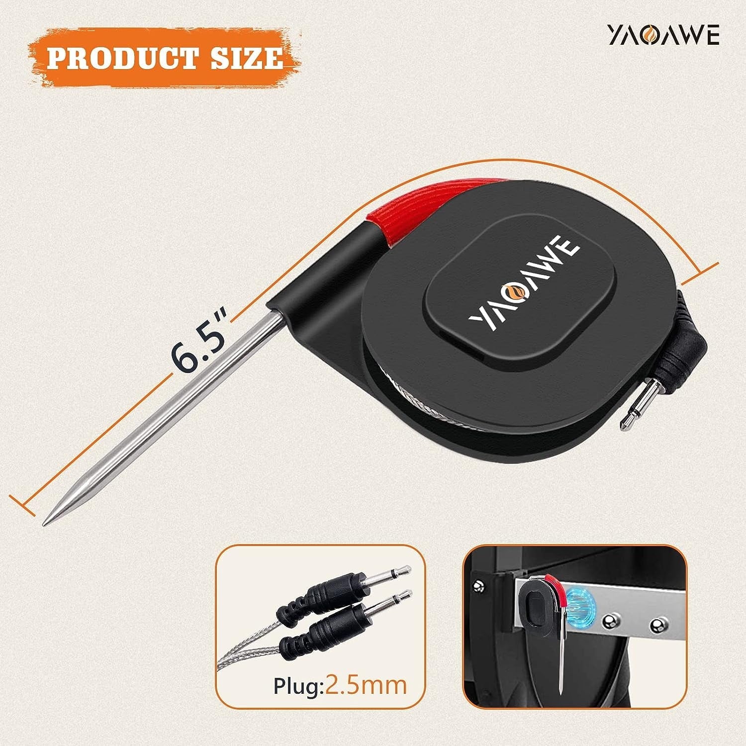 YAOAWE 2-Pack iGrill Pro Meat Probe Replacement for All Weber Genesis/Spirit Gas and SmokeFire Pellet Grills, 2.5mm Plug Temperature Probe Kit for Weber