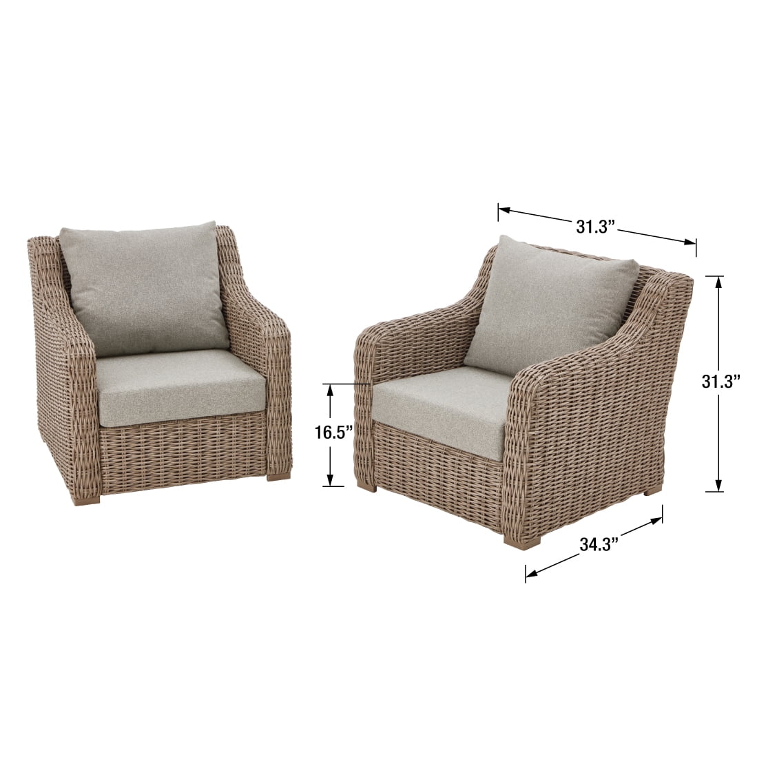 Better Homes & Gardens Bellamy 2-Pack Lounge Chairs with Patio Cover