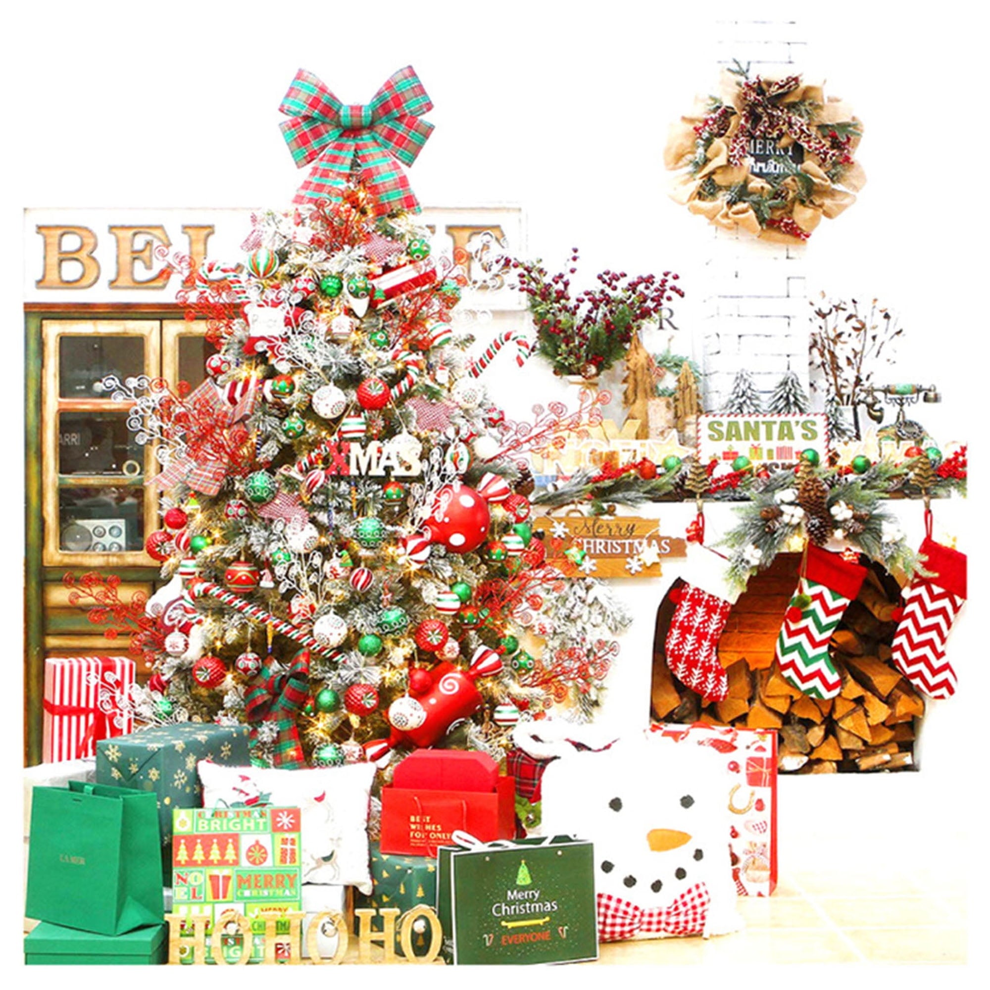 30Pcs Christmas Ball Decoration Colorful Plastic Shatterproof Ball Sparkling Christmas Tree Pendant Decoration