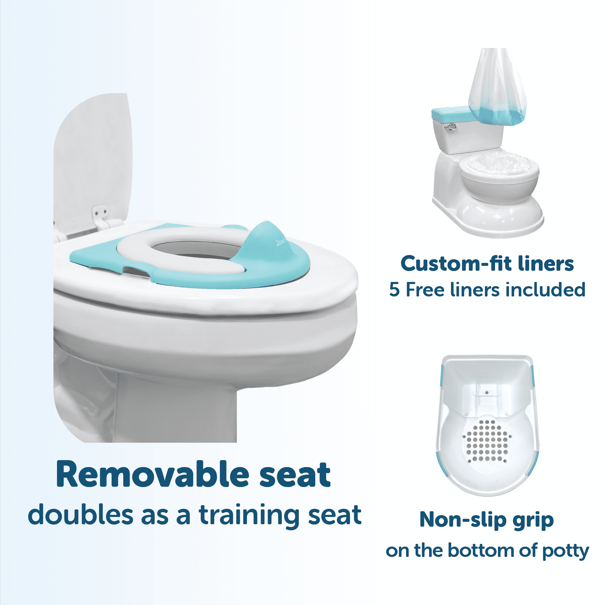 Real Feel Potty - Virtual Flushing & Cheering Sounds, Disposable Liners & Removable Seat for Independent Use - by Jool Baby