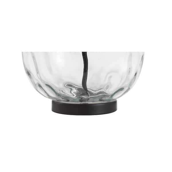 Rae 26.5 in. Clear/Black Glass/Metal LED Table Lamp