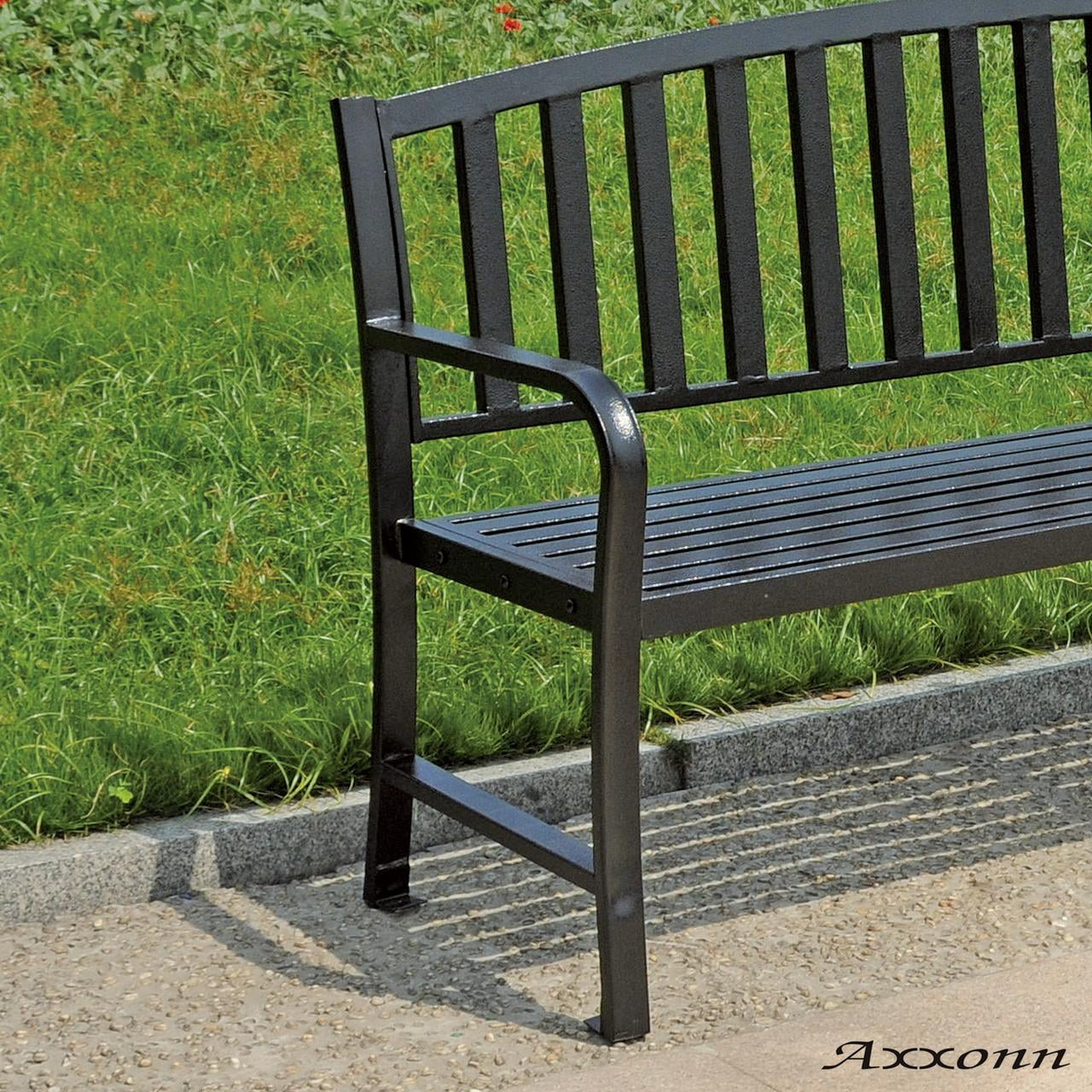 Axxonn 6ft Commercial Heavy Duty Metal Bench, Black, L 70.9 x W 21.3 x H 34.4 inches