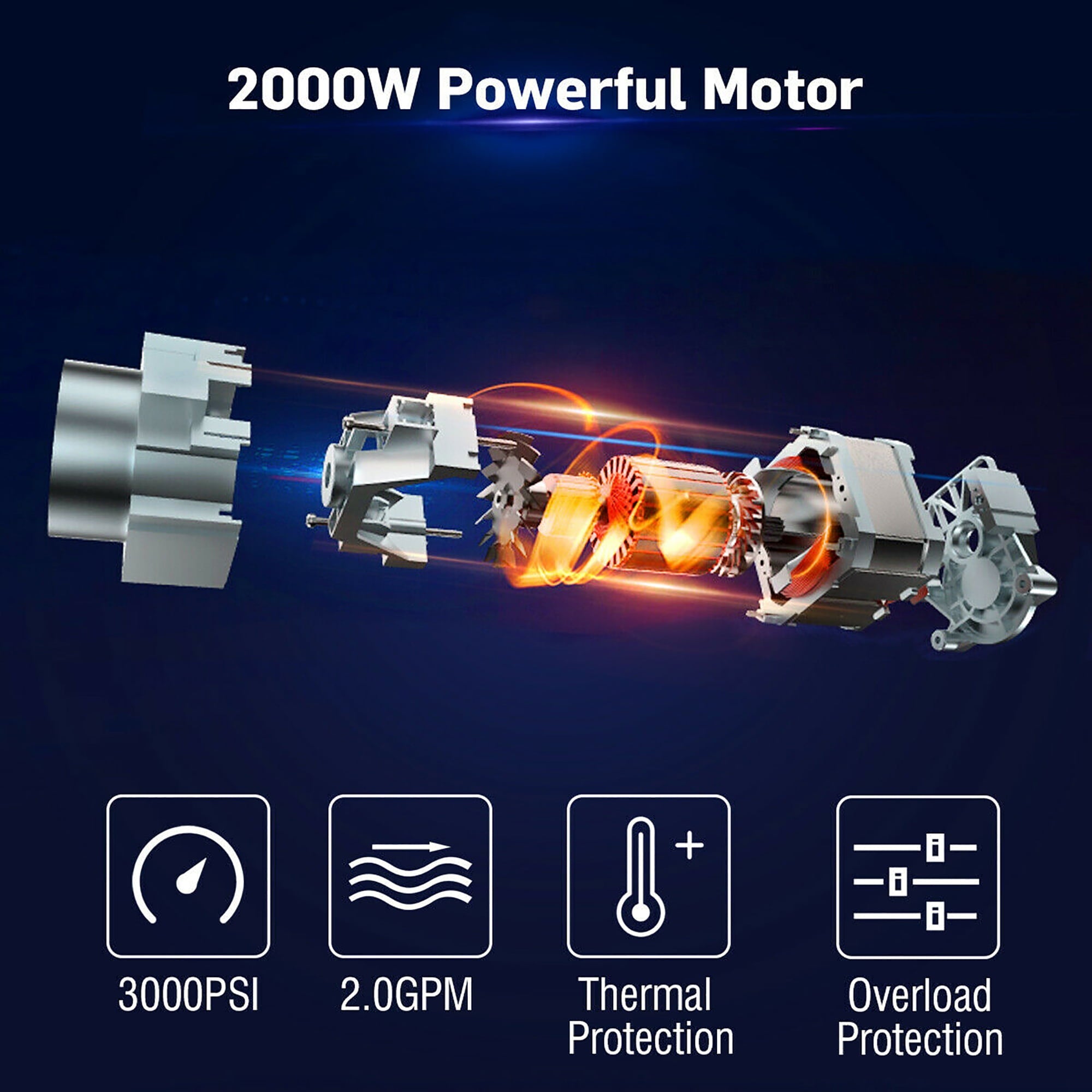 3000PSI Electric High Pressure Washer Machine 2 GPM 2000W w/ Deck Patio Cleaner