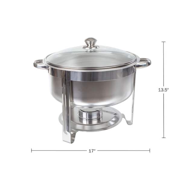 Round 7.5 qt. Chafing Dish Buffet Set - Includes Water Pan, Food Pan, Fuel Holder and Stand - Food Warmers