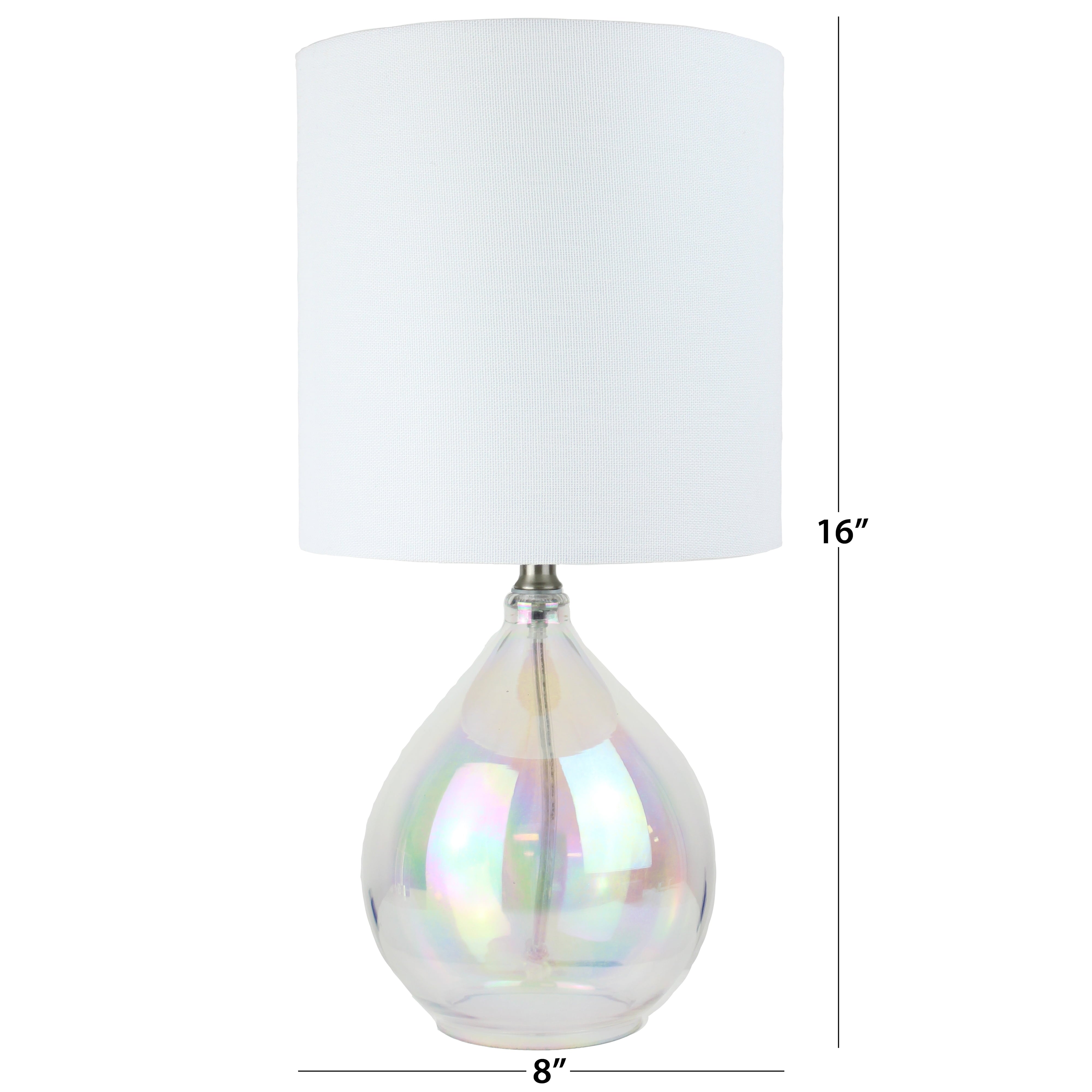 Mainstays Iridescent Glass Lamp with White Shade, 16