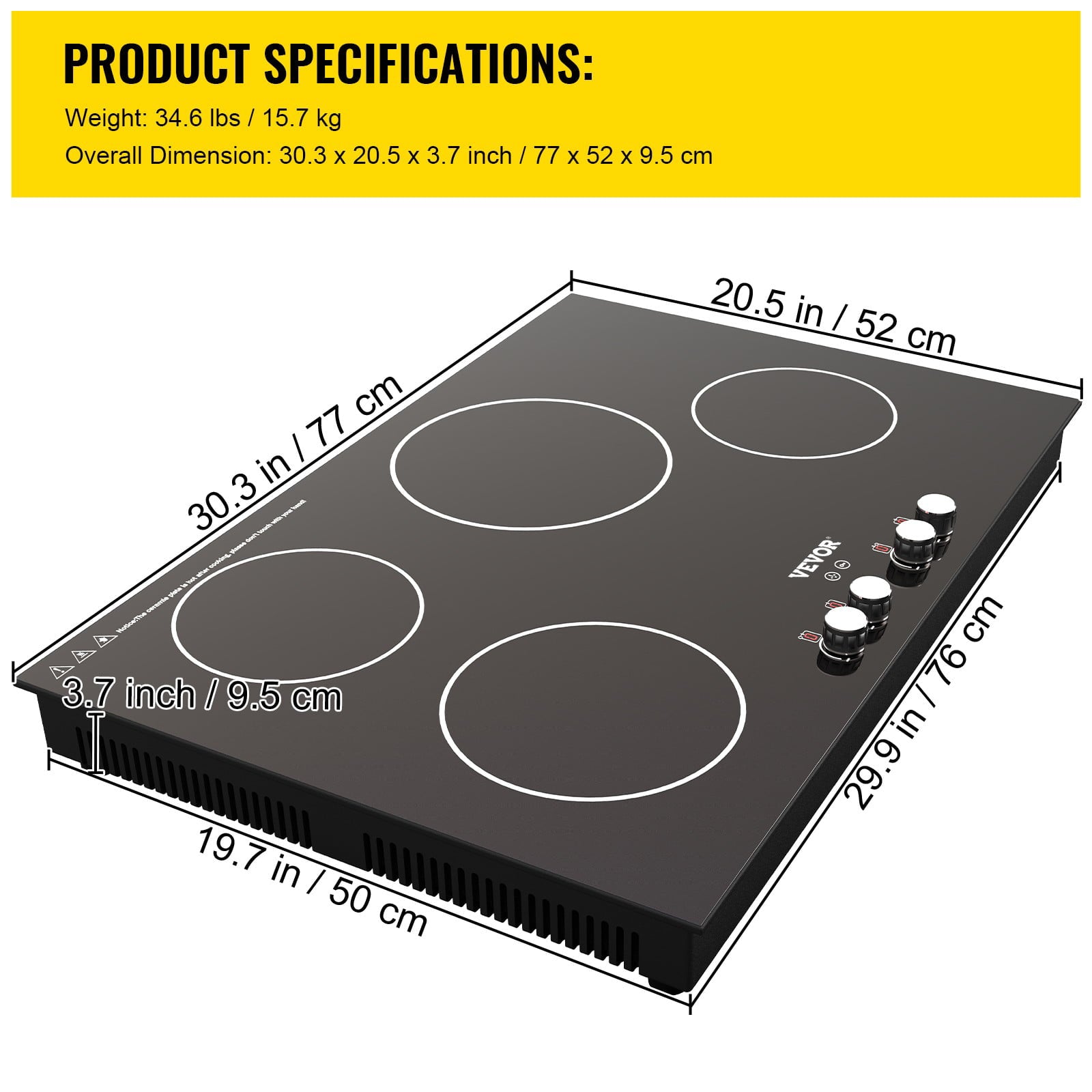 BENTISM Electric Induction Cooktop Built-in Stove Top 30in 4 Burners 220V