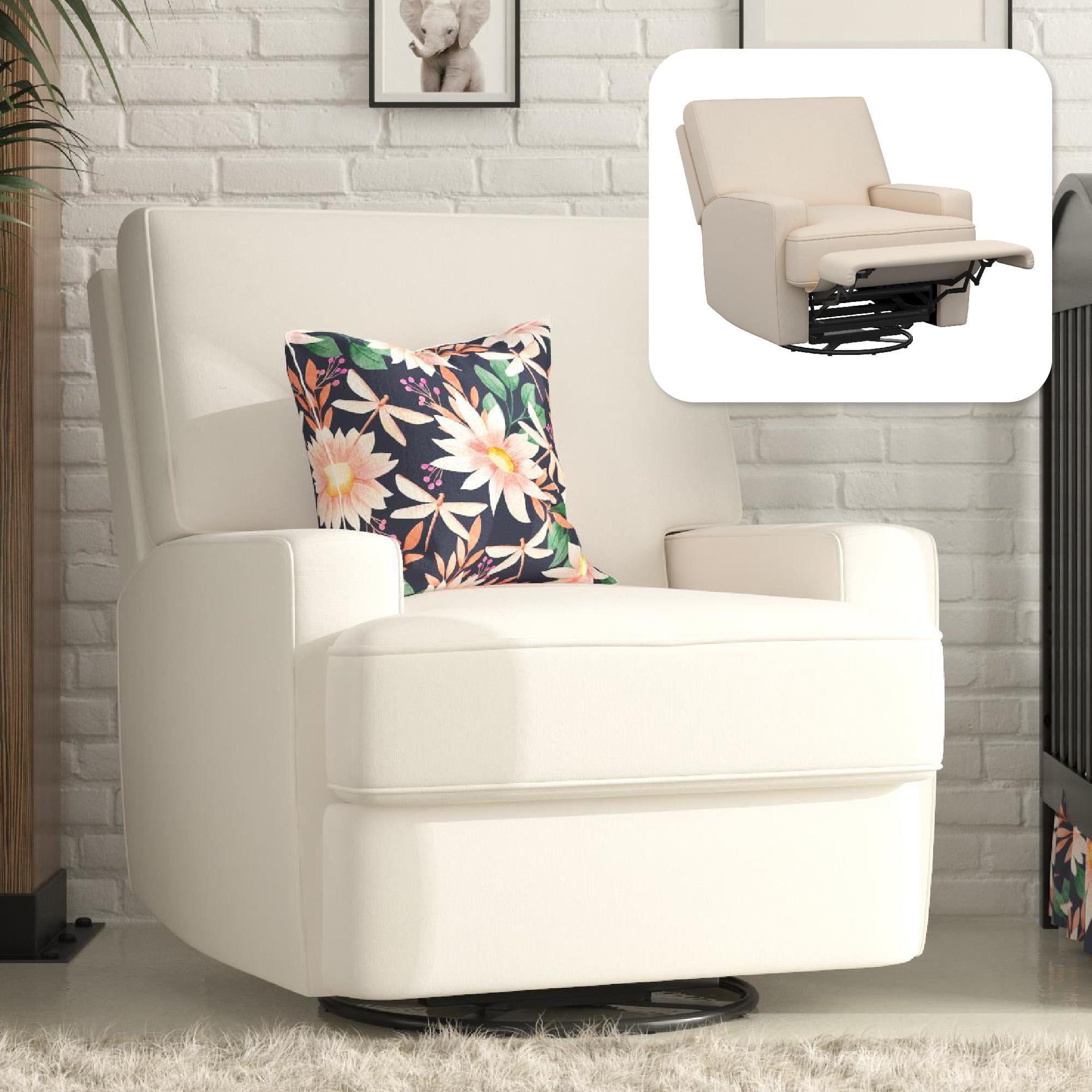 Baby Relax Rylan 4-in-1 Swivel Glider Rocker Recliner Chair, White Linen