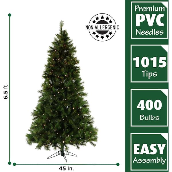 6.5-ft. Pre-Lit Canyon Pine Green Artificial Artificial Christmas Tree, Warm White LED Lights