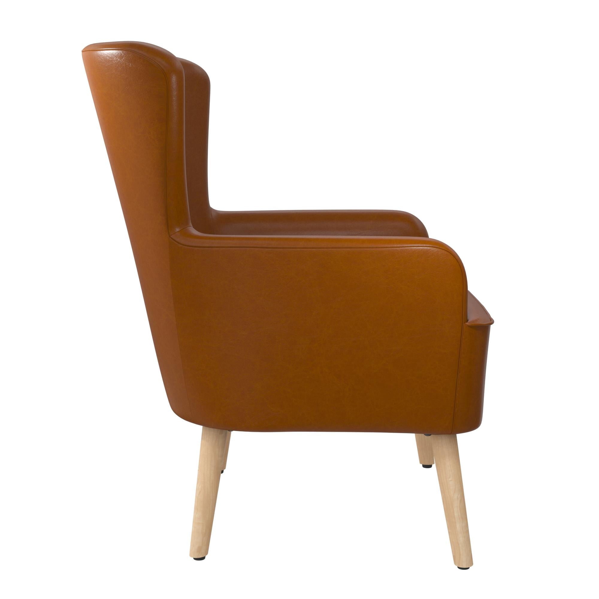 Queer Eye Wynn Wingback Chair, Camel Faux Leather