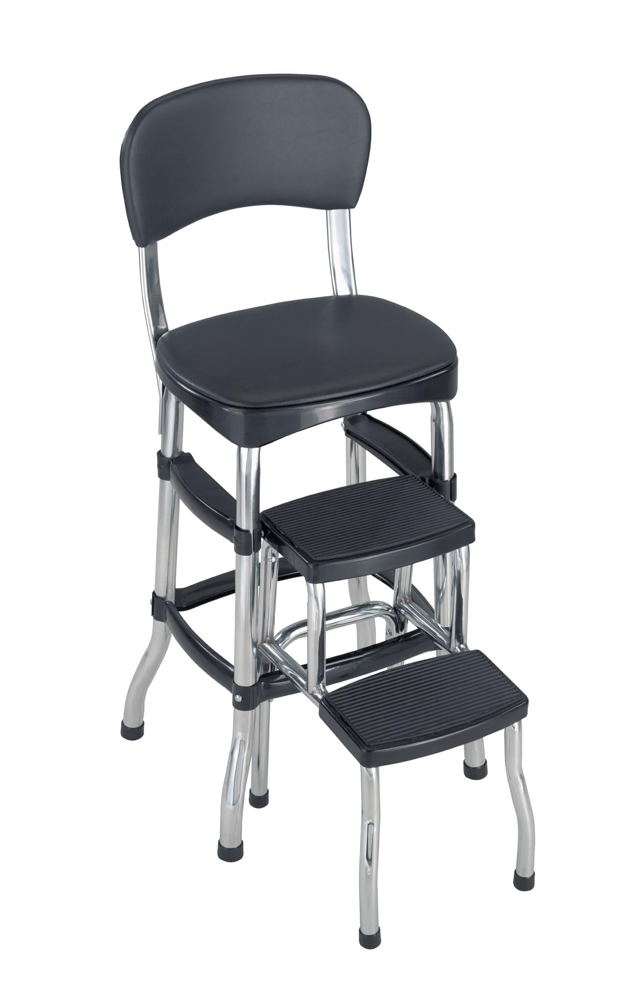 COSCO Stylaire Retro Chair + Step Stool with sliding steps, Black