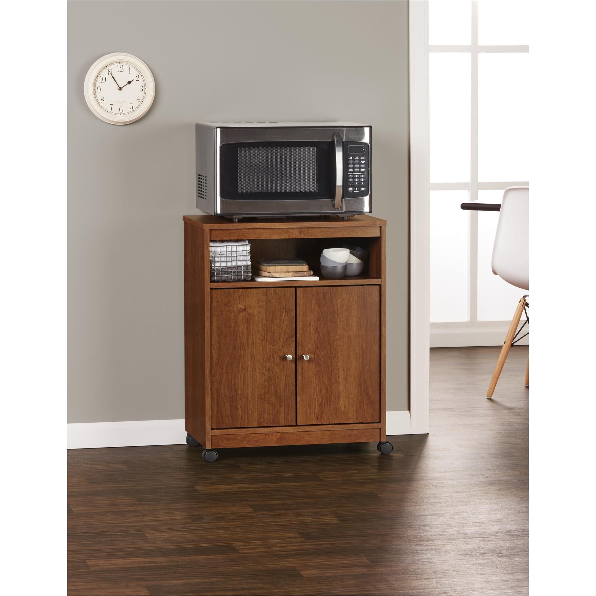 Ameriwood Home Landry Microwave Cart, Bank Alder