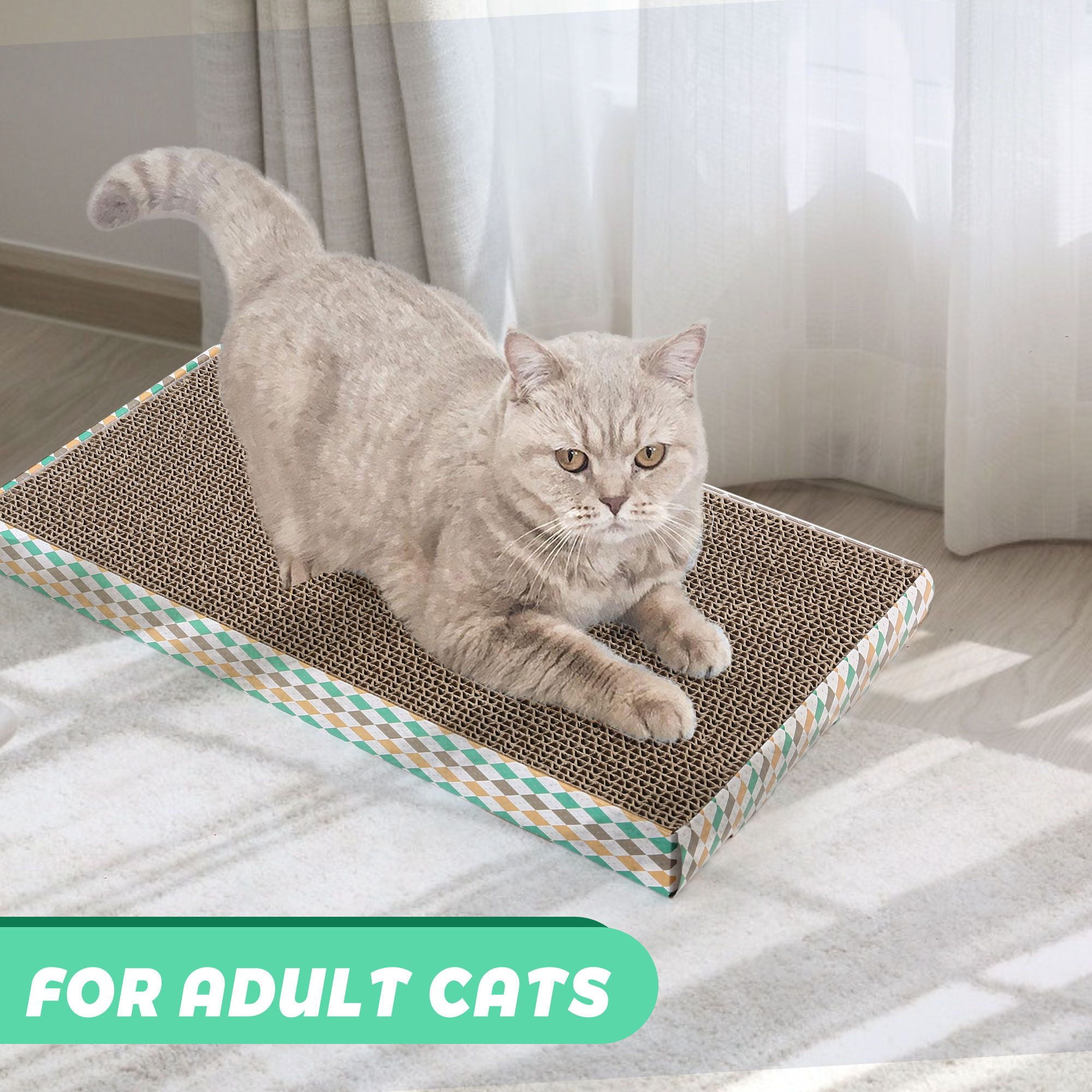 PrimePets XL Wide Cat Scratcher with Catnip,3 Pack Reversible Cat Scratch Pad with Box