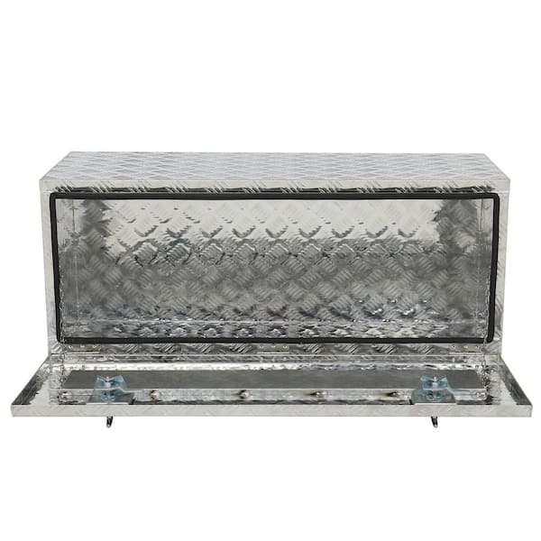 42 in. Silver Diamond Plate Aluminum Underbody Truck Tool Box Double Lock with Key
