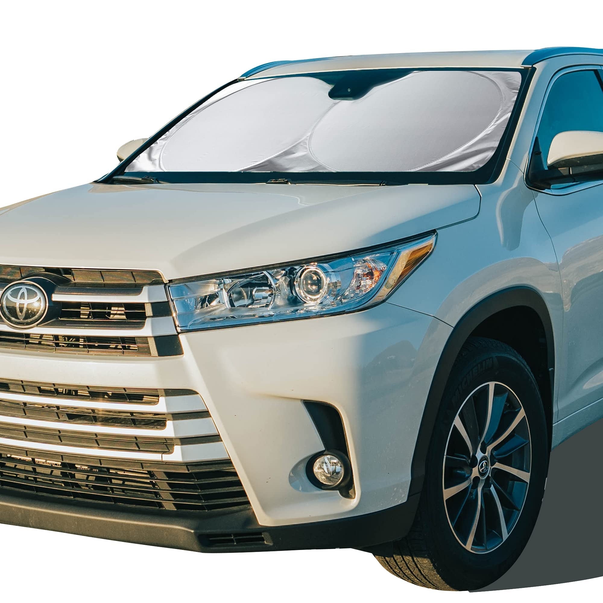 Enovoe Car Windshield Sunshade, Premium 230T, Heat Block, 31x28 in + Bonus Pouch