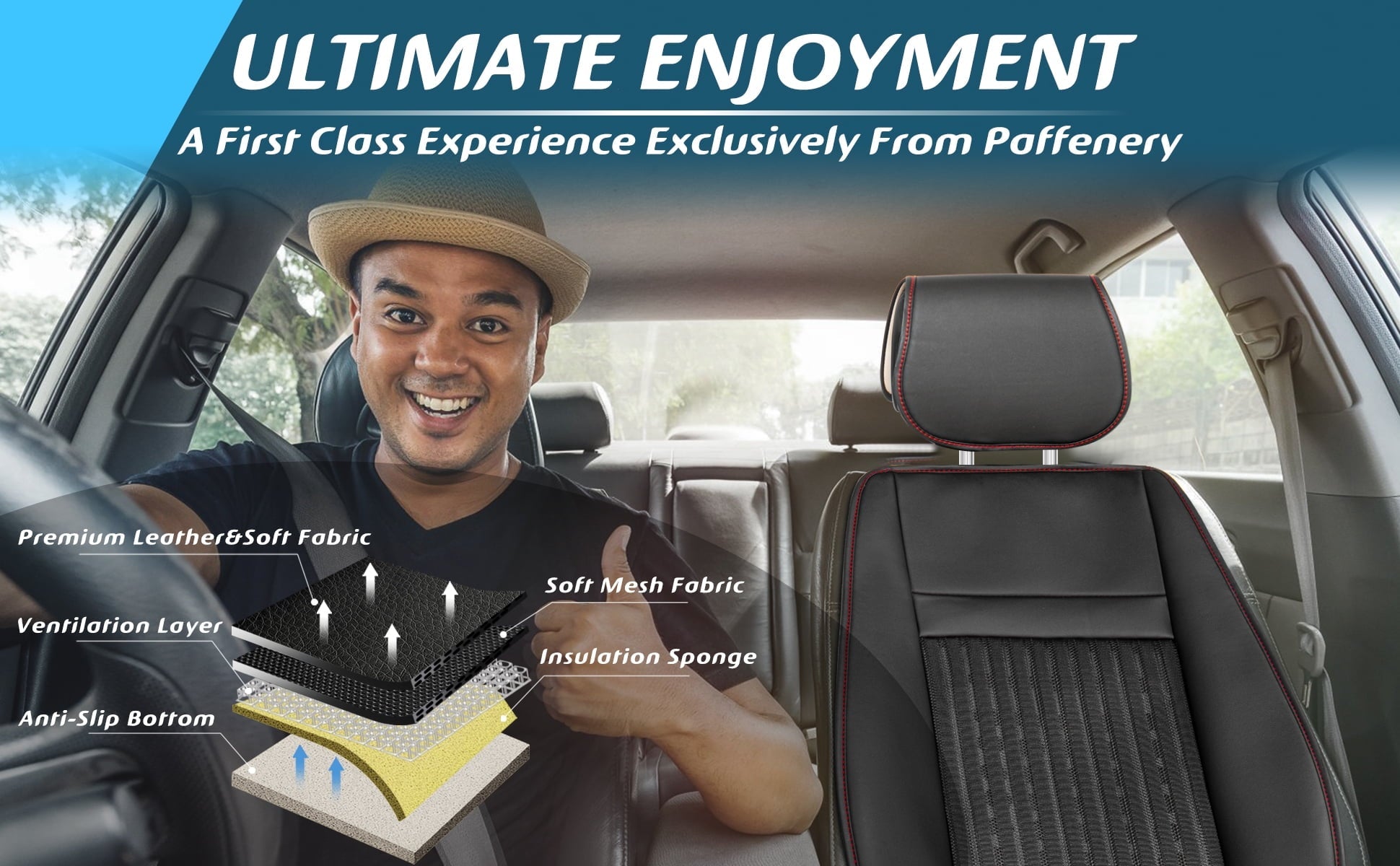 Paffenery Luxury Heated and Cooling Car Seat Cover, Ventilated Cooling Car Seat Warmer Cushion 12-24V Universal Fit, Fashion Black