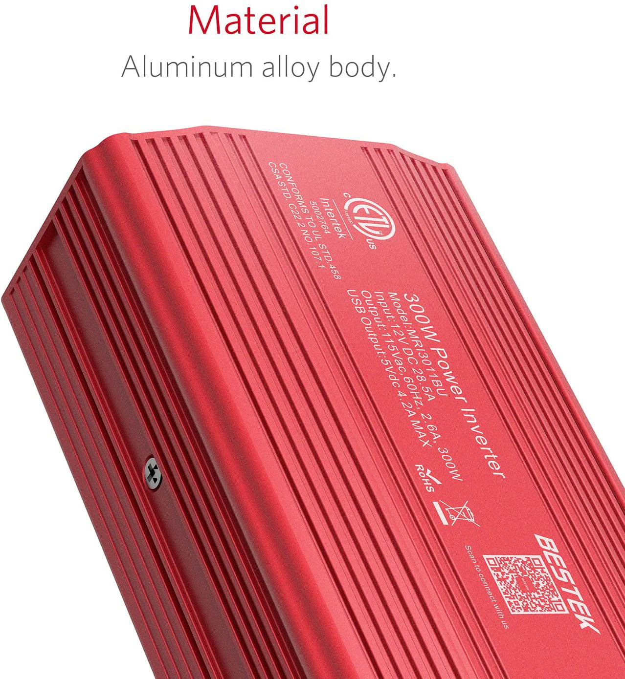 BESTEK 300W Car Inverter,DC 12V to 110V AC Power Inverter with 4.2A 2 USB Ports