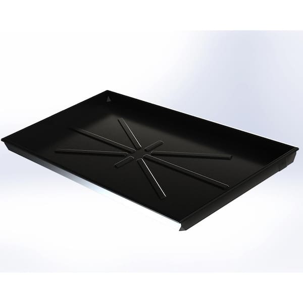 64 in. x 34 in. Heavy Duty Plastic HVAC Condensate Drain Pan w/ Drain Hose Adapter