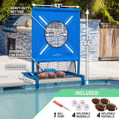 Splash Pass PRO Pool Football Game Includes 4 Footballs, 4 Baseballs, Ball Pump