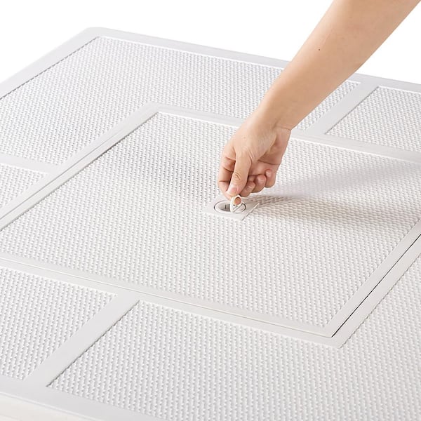 42 in. x 42 in. White Square Aluminum Propane Fire Pit Table with Glass Beads, 2 Covers, Lid, 55,000 BTUs