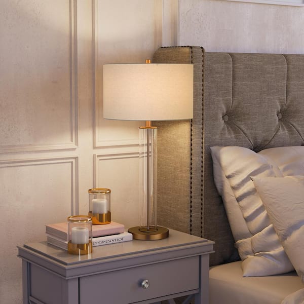 Harlow 29 in. Brass and Clear Glass Table Lamp