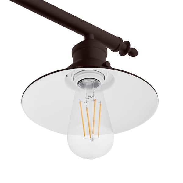 Glenhurst 34 in. 4-Light Industrial Farmhouse Bronze Bathroom Vanity Light Fixture with Metal Shades