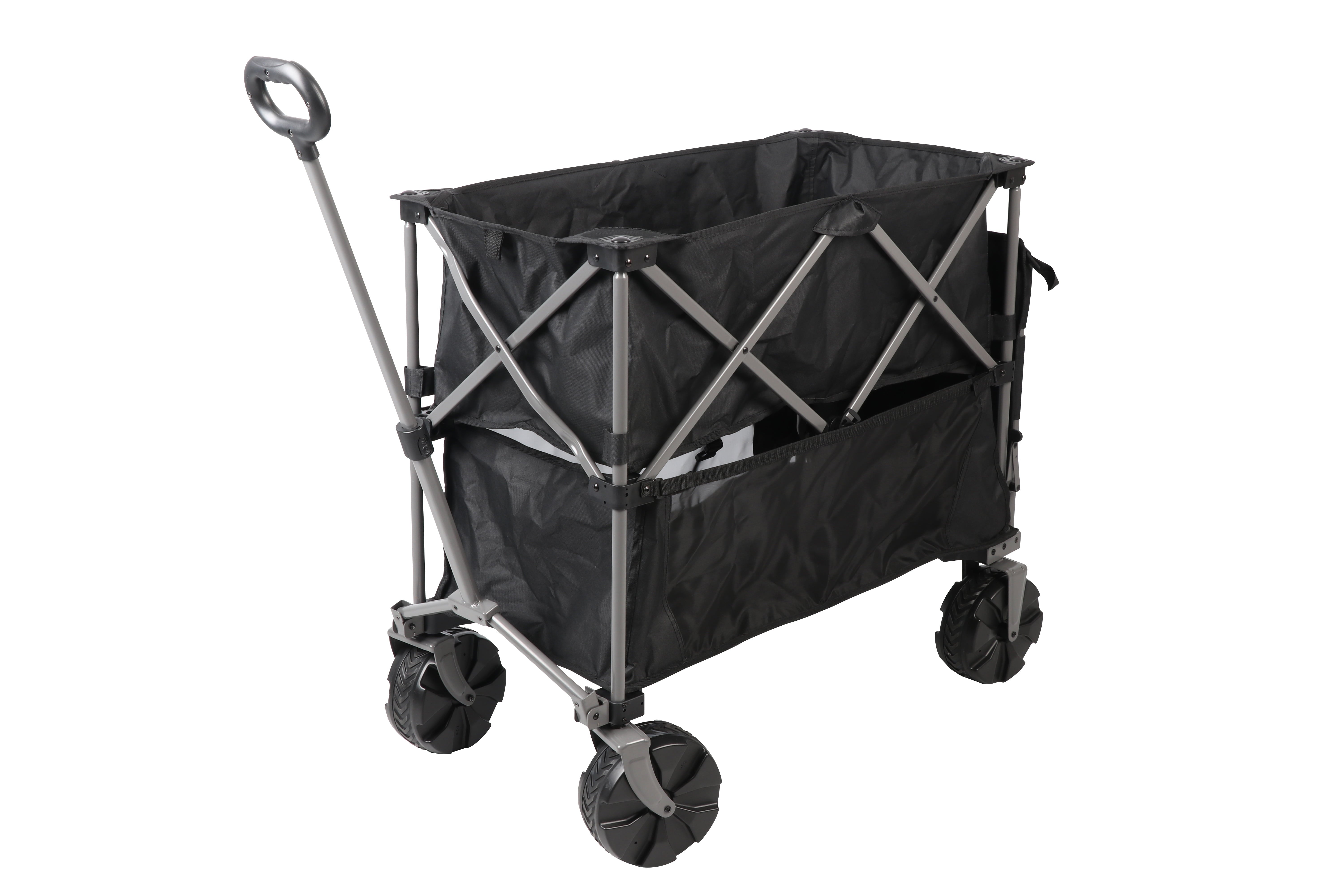 Ozark Trail Double Decker Folding Wagon with Extension Handle, Black