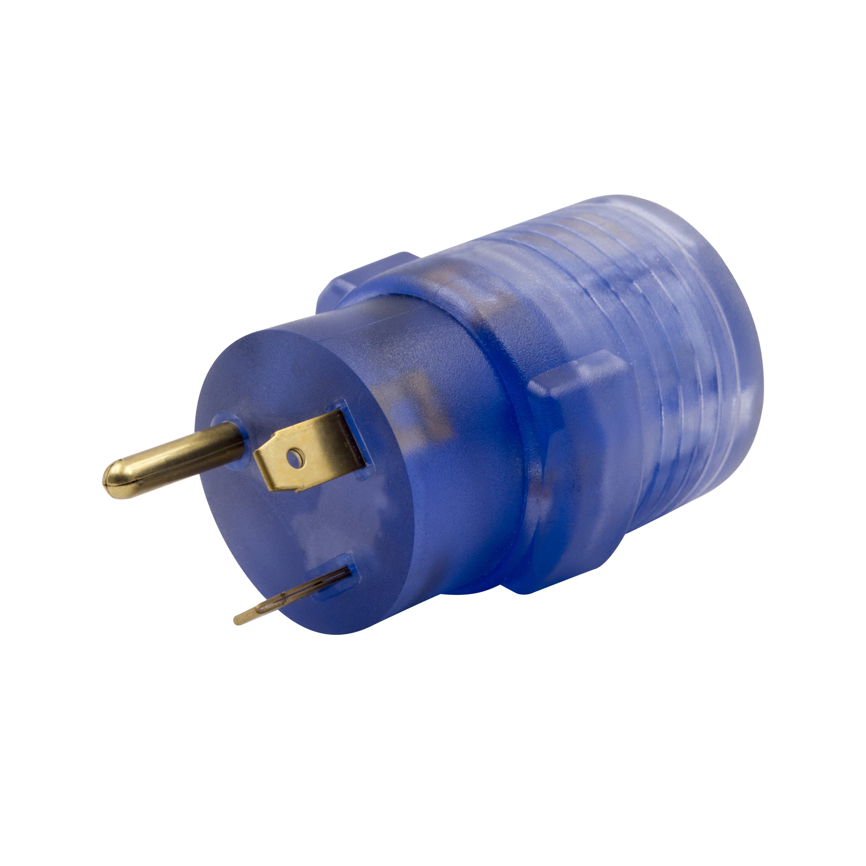 Auto Drive 30 to 50-Amp Universal RV Power Adapter with Light, Clear Blue