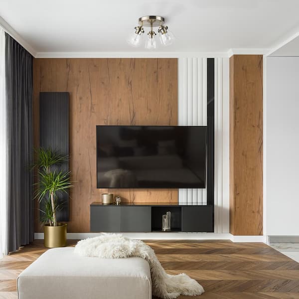 Gerard 1.53 ft. 3-Lights Antique Brass Fixed Track Lighting Kit with Clear Glass Shades, Bulbs Included