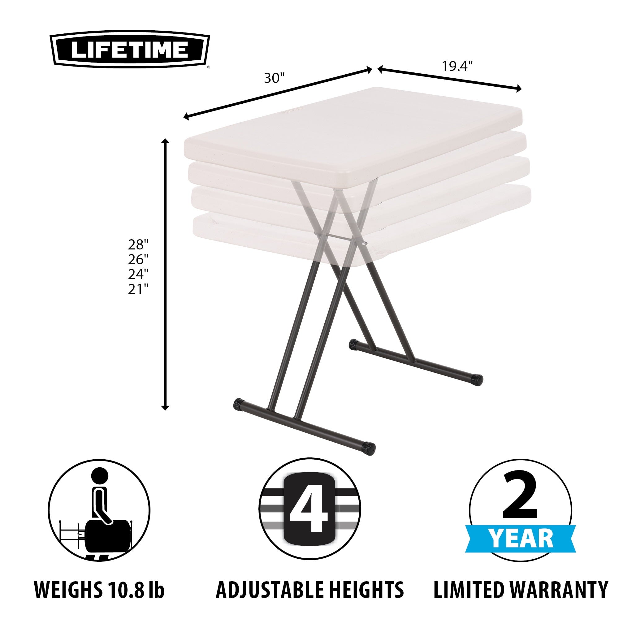 Lifetime 30 inch Personal Folding Table, Indoor/Outdoor, Almond (28240)