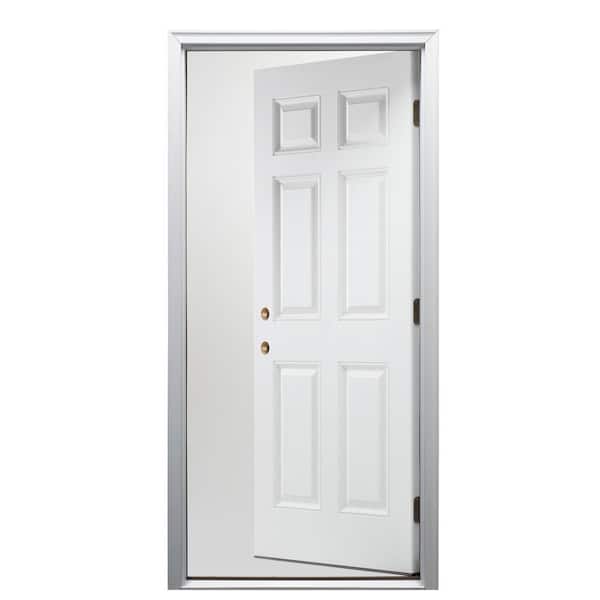 30 in. x 80 in. 6-Panel Right-Hand/Inswing Primed Fiberglass Prehung Front Door with 6-9/16 in. Jamb Size