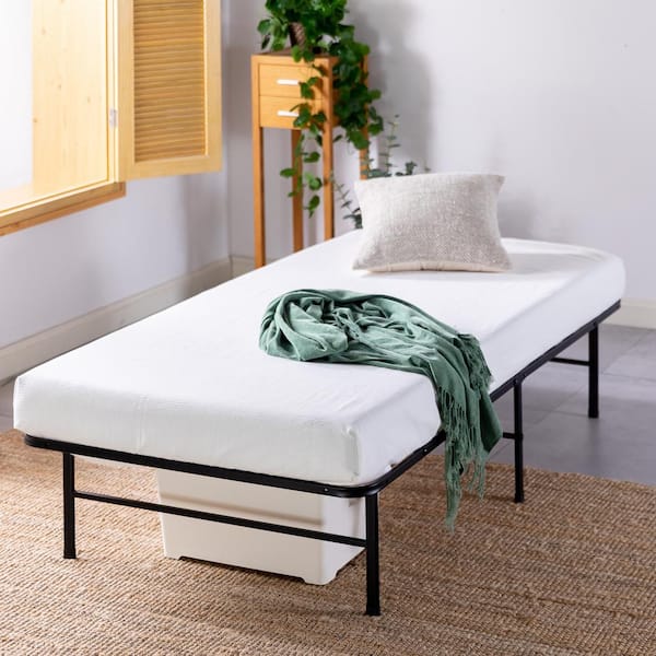 SmartBase Black Metal Frame Twin Essential Mattress Platform Bed