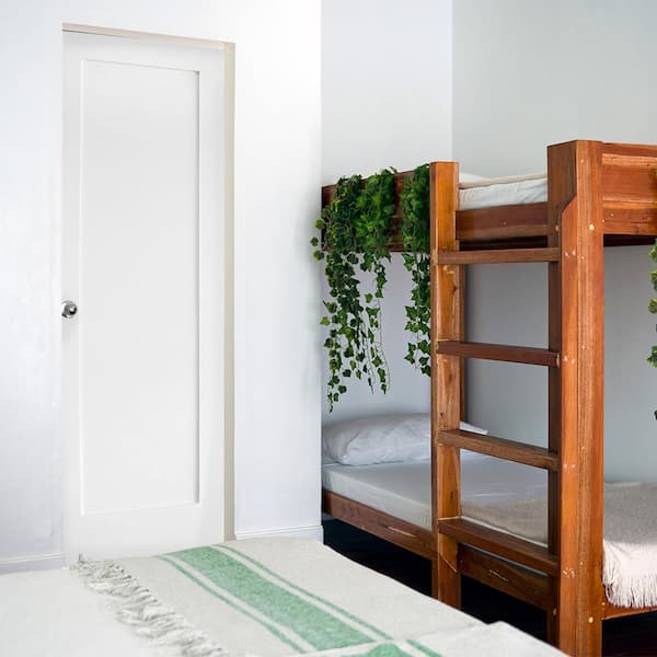 30 in. x 80 in. Shaker 1-Panel Primed Solid Hybrid Core MDF Right-Hand Single Prehung Interior Door