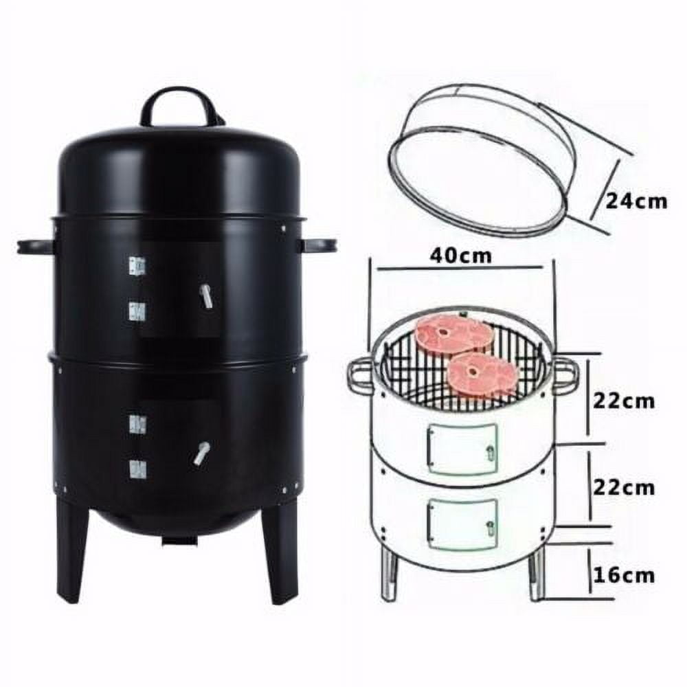 LELINTA Vertical Charcoal BBQ Smoker, 3-in-1 Vertical Offset Charcoal Smoker & Grill Steel BBQ Grill - Built in Thermometer & Adjustable Air Vent for Outdoor Picnic, Camping