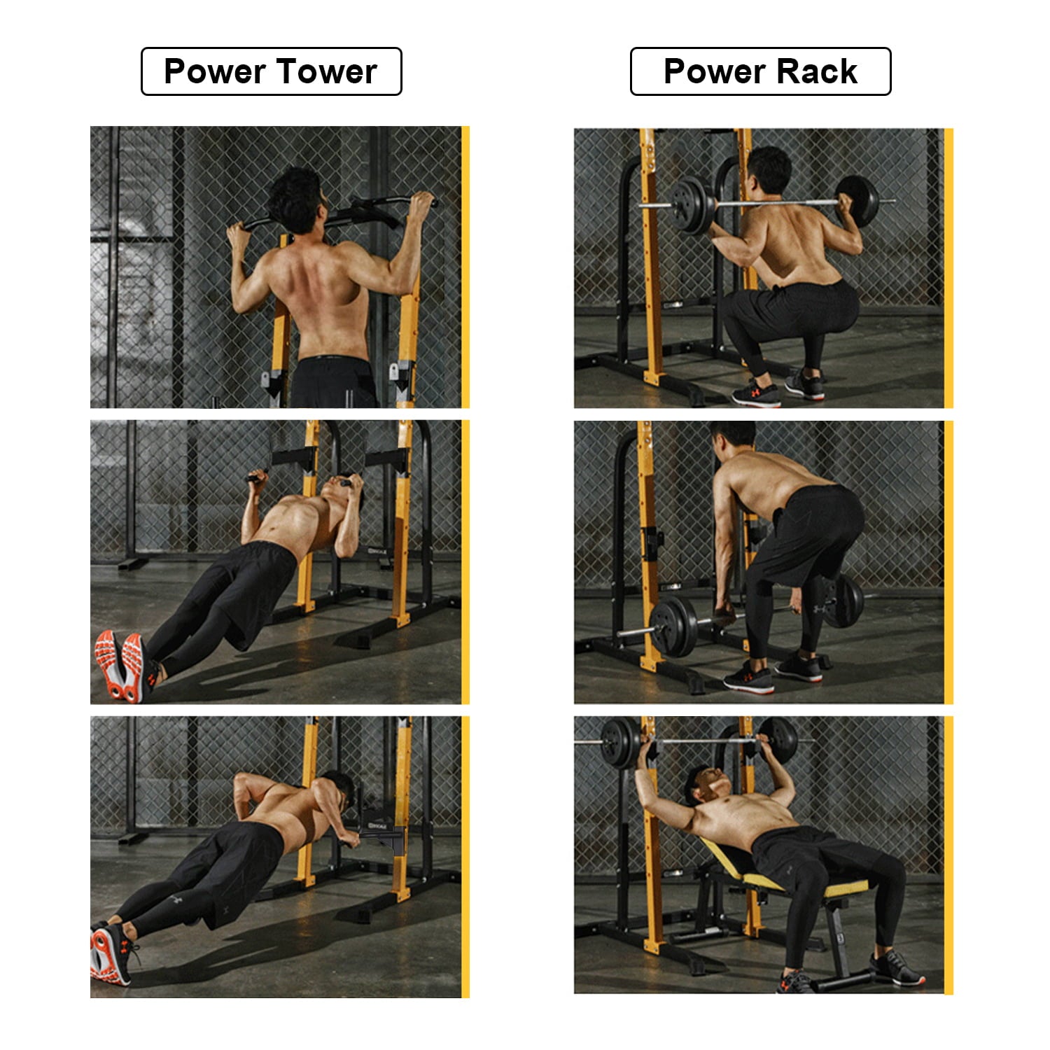 Ainfox Power Rack Squat Stand with J-Hooks, Fitness Multi-Function Power Tower Dip Station Squat Rack, 800LBS Weight Capacity