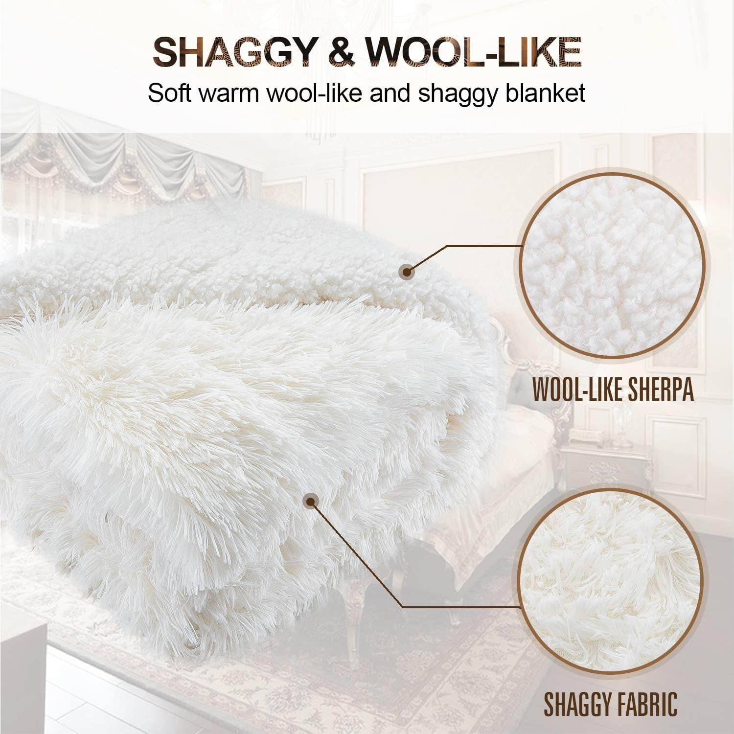 Softlife Extra Soft Faux Fur Throw Blanket with Sherpa Warm Underside, 60