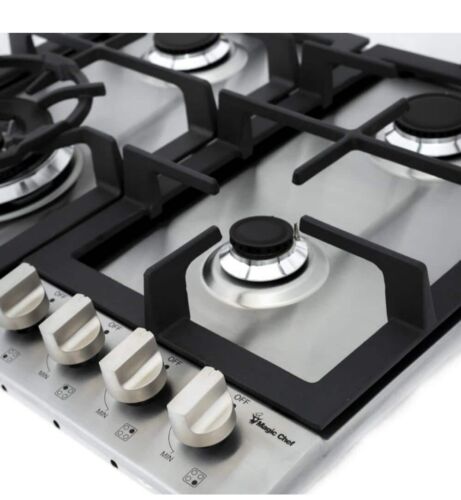 Magic Chef 24 inch Gas Cooktop With 4 Burners In Stainless Steel Model MCSCTG24S