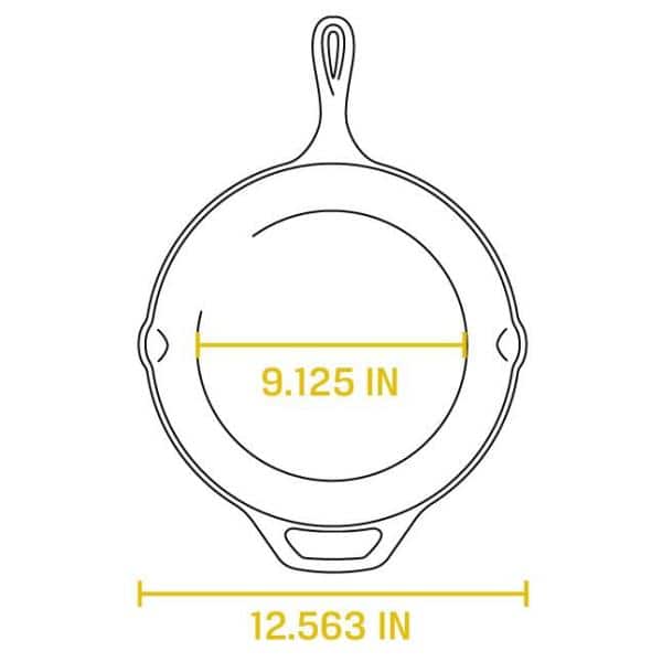 12 in. Cast Iron Skillet in Black with Pour Spout