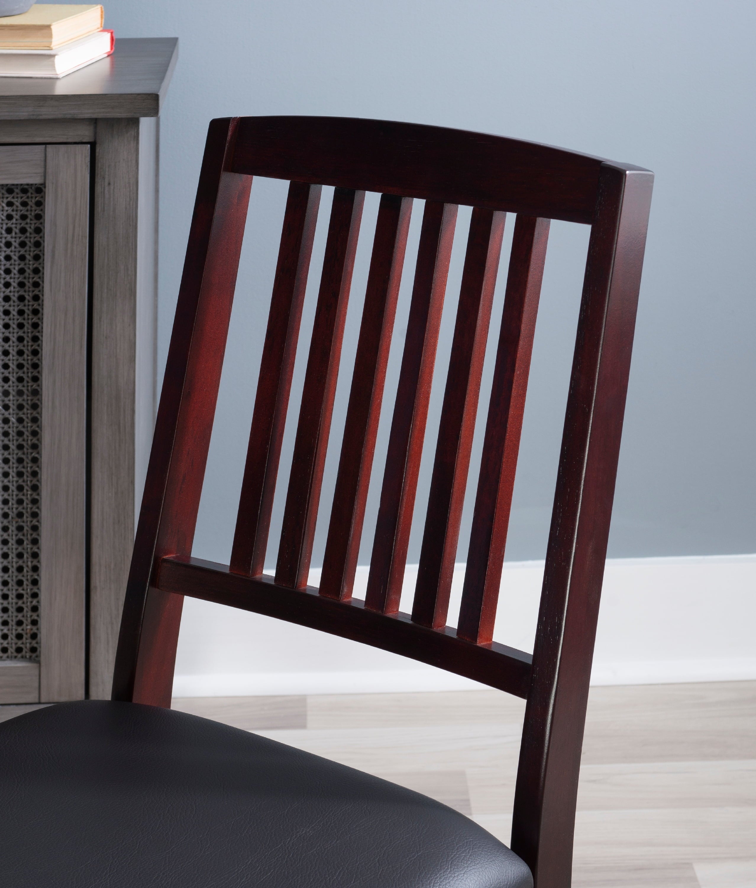 Linon Lafitte Folding Dining Chair, Set of 2, Dark Brown Faux Leather