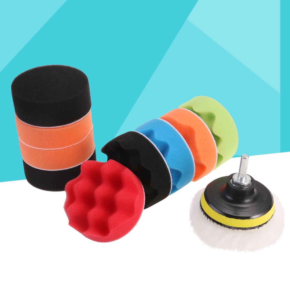 12 in 1 6 inch Polishing Pads Sponge & Woolen Polishing Waxing Buffing Pads Kit Auto Car with M14 Drill Adapter