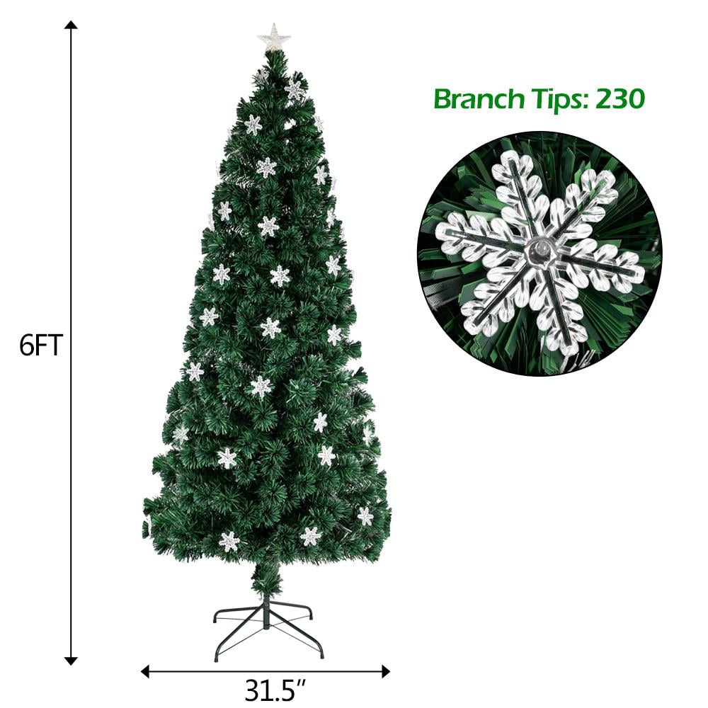 Ktaxon 6 FT Pre-Lit Fiber Optic Artificial Christmas Tree w/Multi-Color Lights Snowflakes