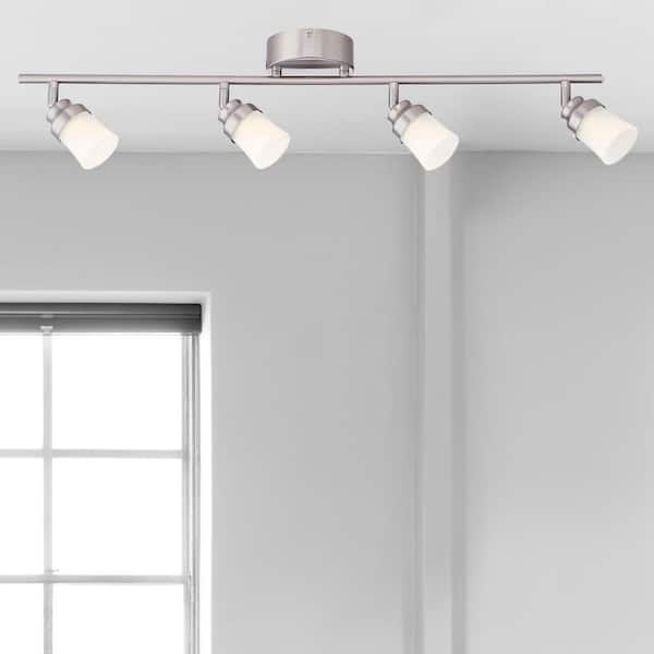 2.6 ft. 4-Light Brushed Nickel Integrated LED Fixed Track Lighting Kit