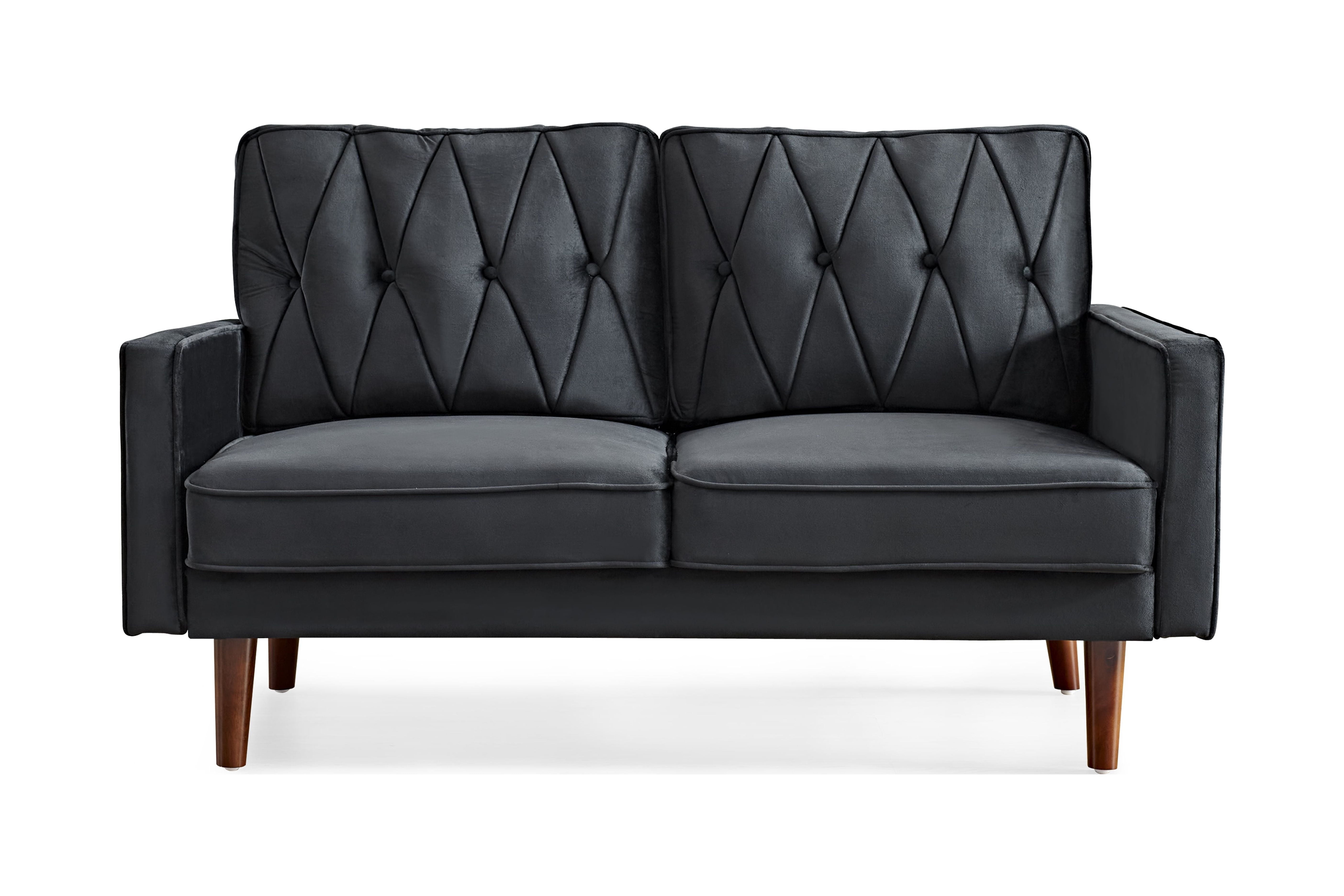 US PRIDE FURNITURE Tufted Cushion Back 57.5 Wide Loveseat-Black