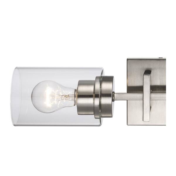 Westerling 19 in. 2-Light Brushed Nickel Linear Bathroom Vanity Light Fixture with Clear Glass Shades