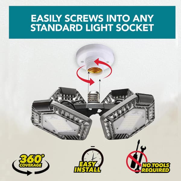 Quadburst Deluxe 10.62 in. Grey 4 Panel LED Flush Mount 8000 Lumens