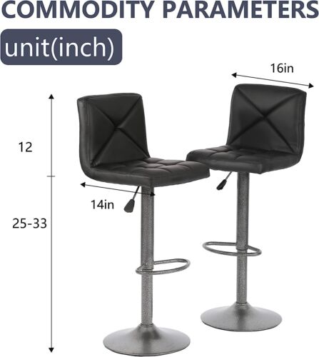 Bar Stools Set of 2 Counter Height Swivel Stool PU Leather Modern Height Stools
