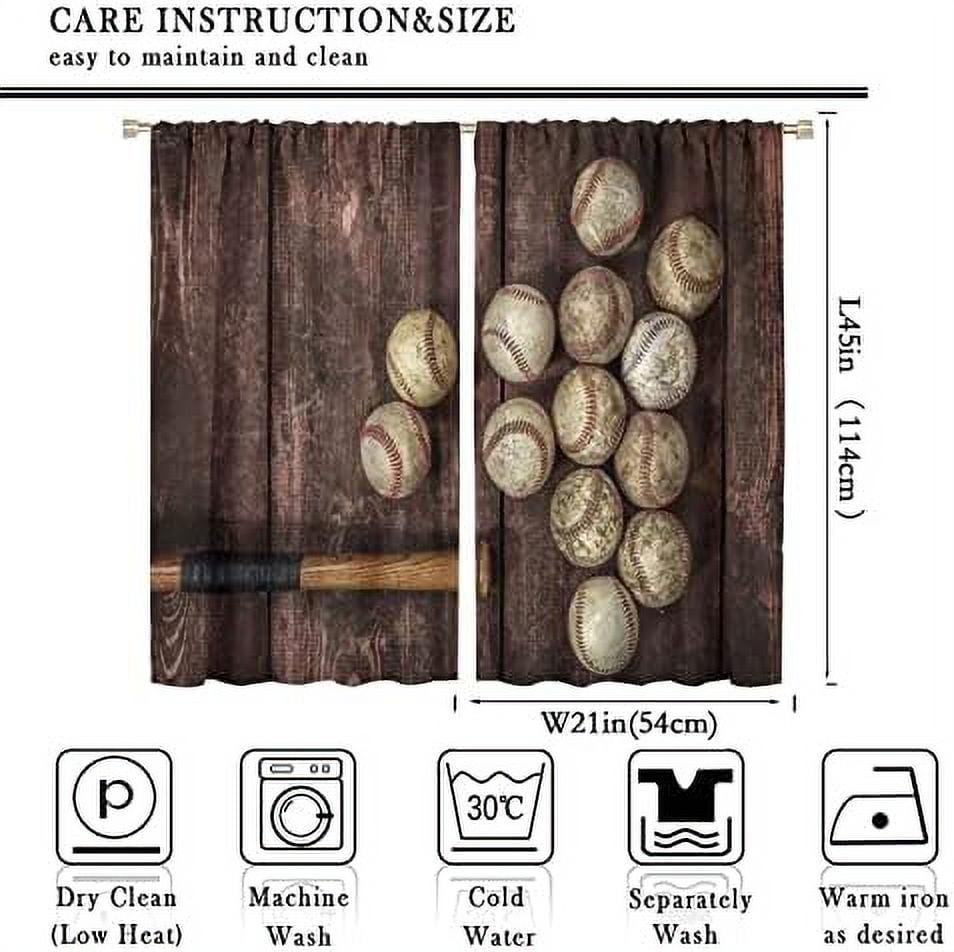 Sports Baseball Field Blackout Window Curtains Baseball Game Stadium Arena Bedroom Decor for Boys Men Teens Child Sports Ball Theme Cool Modern Printed Living Room Gym 42x45 Inch