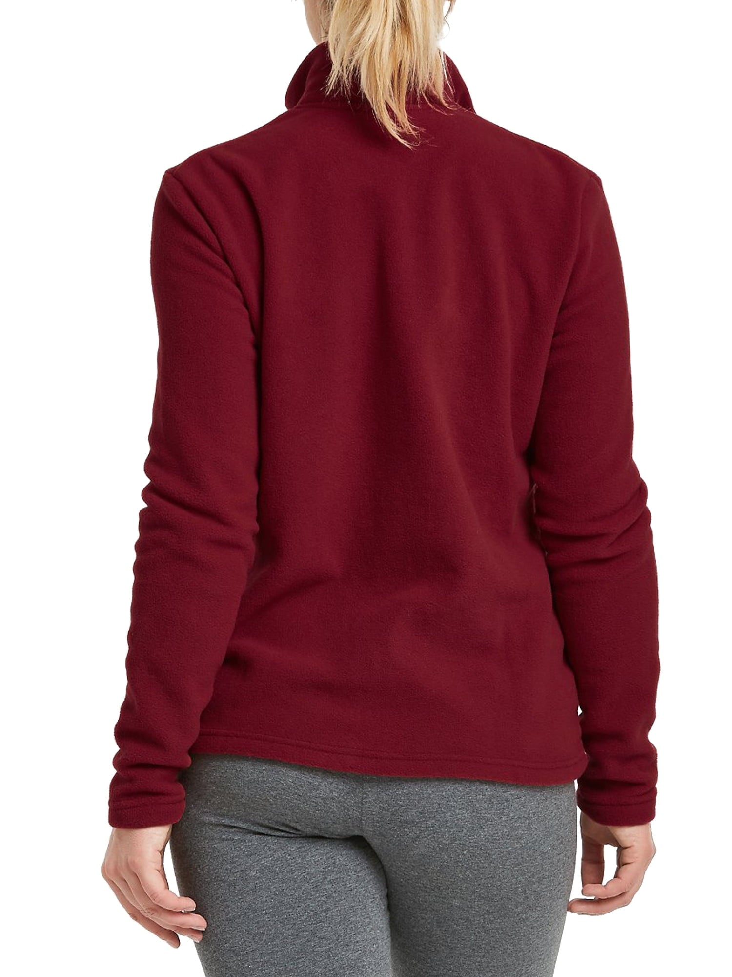 Sofra Women & Plus Polar Fleece Full Zip Up Winter Warm Jacket (Black/Burgundy, M)